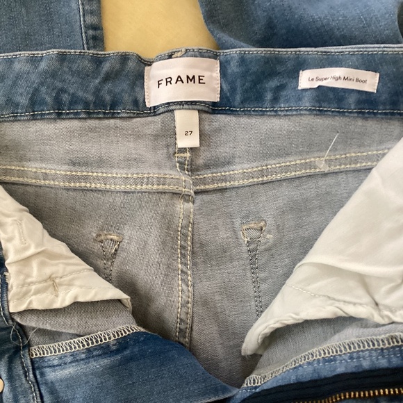 Frame Le Super High Mini Boot Split Hem Jeans Light Wash Color Danbury Sz 27 - Picture 11 of 15